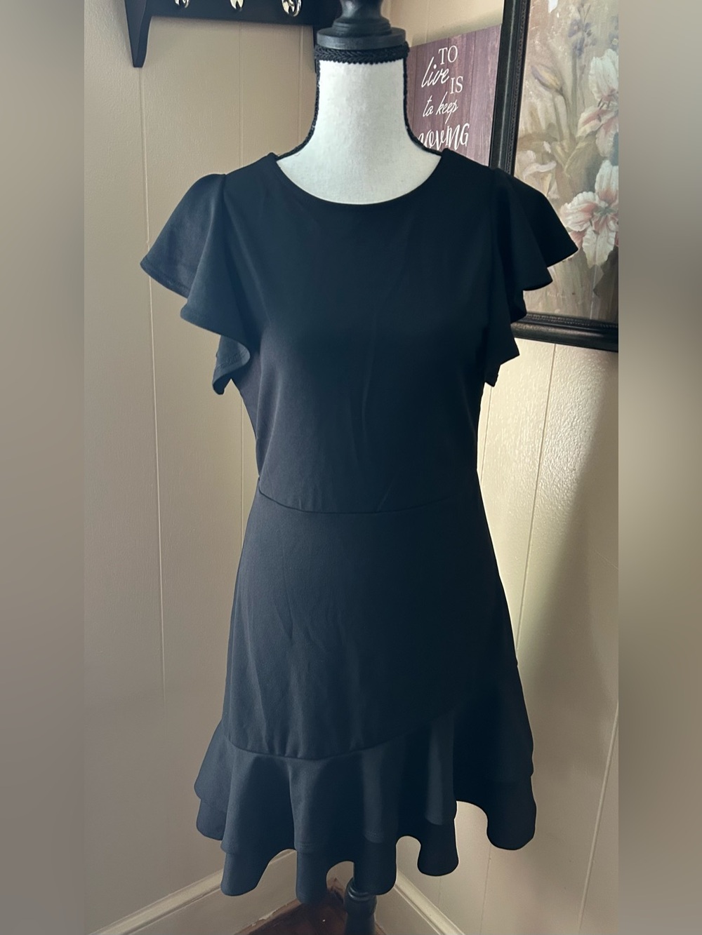 Floerns Classic Black Ruffle Hem Women's Dress
